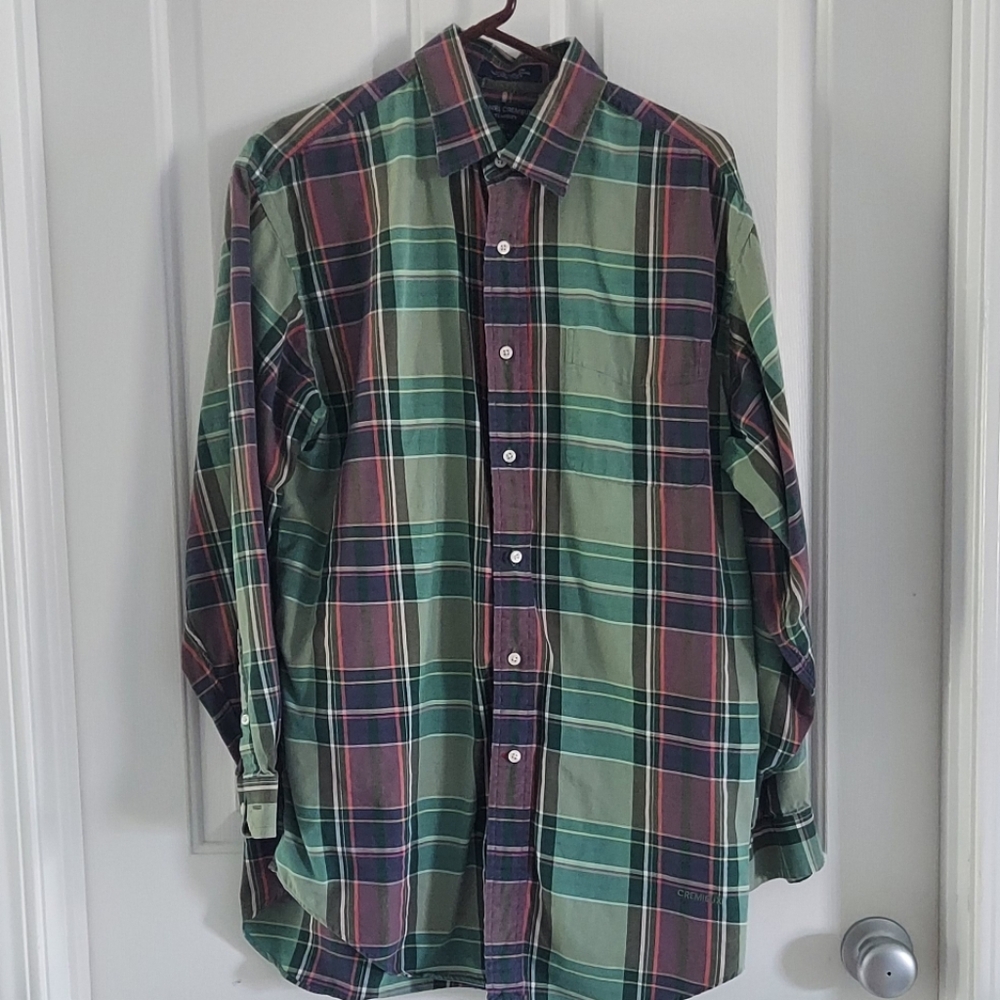 Classic fit medium, Green/Purple Plaid Button-down shirt.